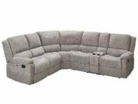 Fabric L-Shaped Reclining Sectional Sofa Couch for Living Room, Manual Recliner Oversized Sofa, with Padded Headrest, 2 Cup Holders, Storage Space, 5-Seater Home Furniture Set, Grey 54"L x 38"D x 40.5"H