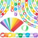 TaoBary 1000 Sheet Paper Chain Garland Strip 1.8/3.15x10 Inch, Construction DIY Craft Paper Chain for Classroom Home Holiday Party Decor Supplies with Double Sided Tape (1.77x9.84 Inch,Rainbow Color)