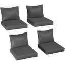 L’AGRATY Outdoor Chair Cushions for Patio Furniture：24" x 24" Deep Seat Cushions with Backrest for Couch Sofa Chair - Waterproof Fade-Resistant Patio Cushion(Set of 4,Grey)
