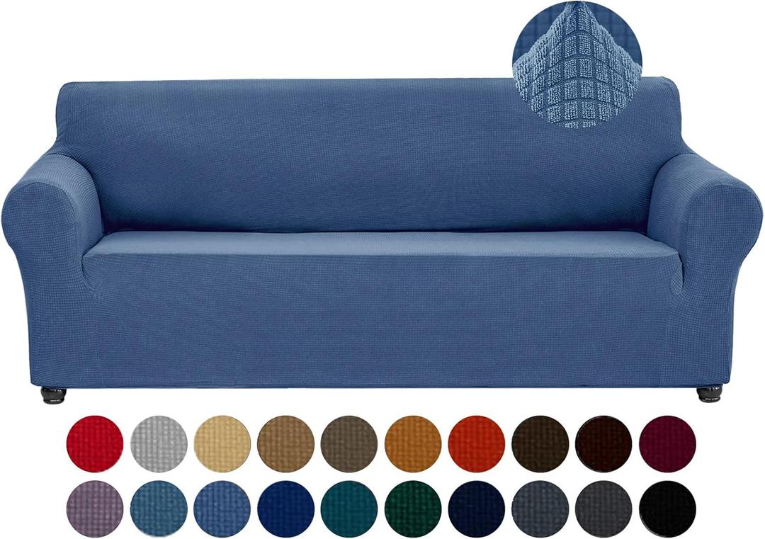 Joccun Stretch Couch Cover Slipcovers, 1-Piece Sofa Covers for 3 Cushion Couch Spandex Jacquard Washable Furniture Protector Cover for Living Room,Kids,Pets(Sofa,Riverside) (Large78"-94")
