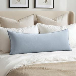 MIULEE Decorative Linen Pillow Covers 14x36 Inch Light Blue Boho Farmhouse Neutral Couch Throw Pillows for Bed Pack of 1 Accent Coastal Modern Pillowcase Summer Sofa Livingroom Home Decor