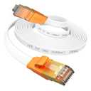 Smolink Ethernet Cable 20 FT, Cat 8 Ethernet Cable 2000Mhz 40Gbps, Internet Cable Professional Flat LAN Cable SFTP Patch Cord with Gold Plated RJ45 Connector for Router Modem, White