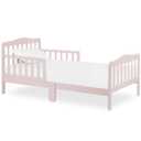 Dream On Me Classic Design Toddler Bed in Pink, Low-to-Floor Wooden Bed with Safety Rails, GREENGUARD Gold & BSA Certified, Non-Toxic Finish