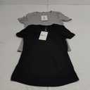 Neer 2  Pack Fitted Ribbed Scoop Neck T-Shirts for Women, Tight Short Sleeve Tops Slim Basic Tee Trendy Summer Blouses,2 pcs