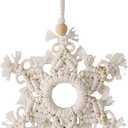 7 x Handmade Crochet Snowflake Rear View Mirror Accessories, Cute Car Hanging Ornament for Women's Interior Decor/Home Pendants