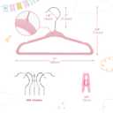 Babyrish Velvet Baby Hangers with Clips (30 Pack) | 11 Ultra-Slim Baby Clothes Hangers | Non-Slip Felt | Space-Saving Nursery & Infant Closet Organizer | Pink