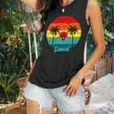 Beach Tank Tops for Women Summer Casual Short Sleeve Hawaiian Graphic Print Beach Vacation Tank Tee (M)