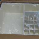 VLANDO Makeup Organizer Countertop,Large Vanity Organizer PU Leather Make up Storage with 4 Drawers Perfume Organizers Cosmetic Display Case for Lipstick,Brushes,Bedroom-Beige