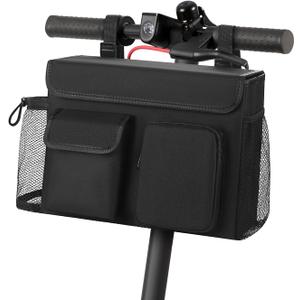 Electric Scooter Bag Wheelchair Bag, Scooter Storage Bag with 15-Inch Laptop Pocket and Cup Holders, Durable Basket for Scooter, Wheelchair and Bike, Mobility Scooter Accessories for Adults (Black)