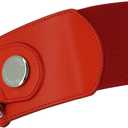 FASHIONGEN - Cowhide leather elastic belt for women, DARLENE (Red)