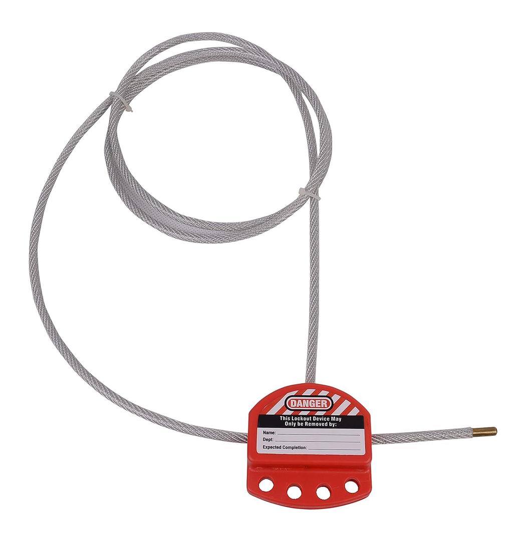 Adjustable Cable Lockout with Vinyl Coated,1/4" Diameter, 6' Length