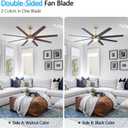 WINGBO 72" Ceiling Fan with Light and Remote Control, 6 Speed Reversible DC Motor, Dimmable LED Light, for Home and Commercial Use, Living Room/Shop/Warehouse Gold Black/Walnut