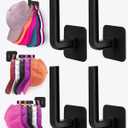 Sunfanie Hat Rack for Hat Storage (4-Pack), Multi-Purpose Hat Organizer, Strong Adhesive Hat Hooks for Wall Organizer for Baseball Caps, Two Mounting Options Hook, Black
