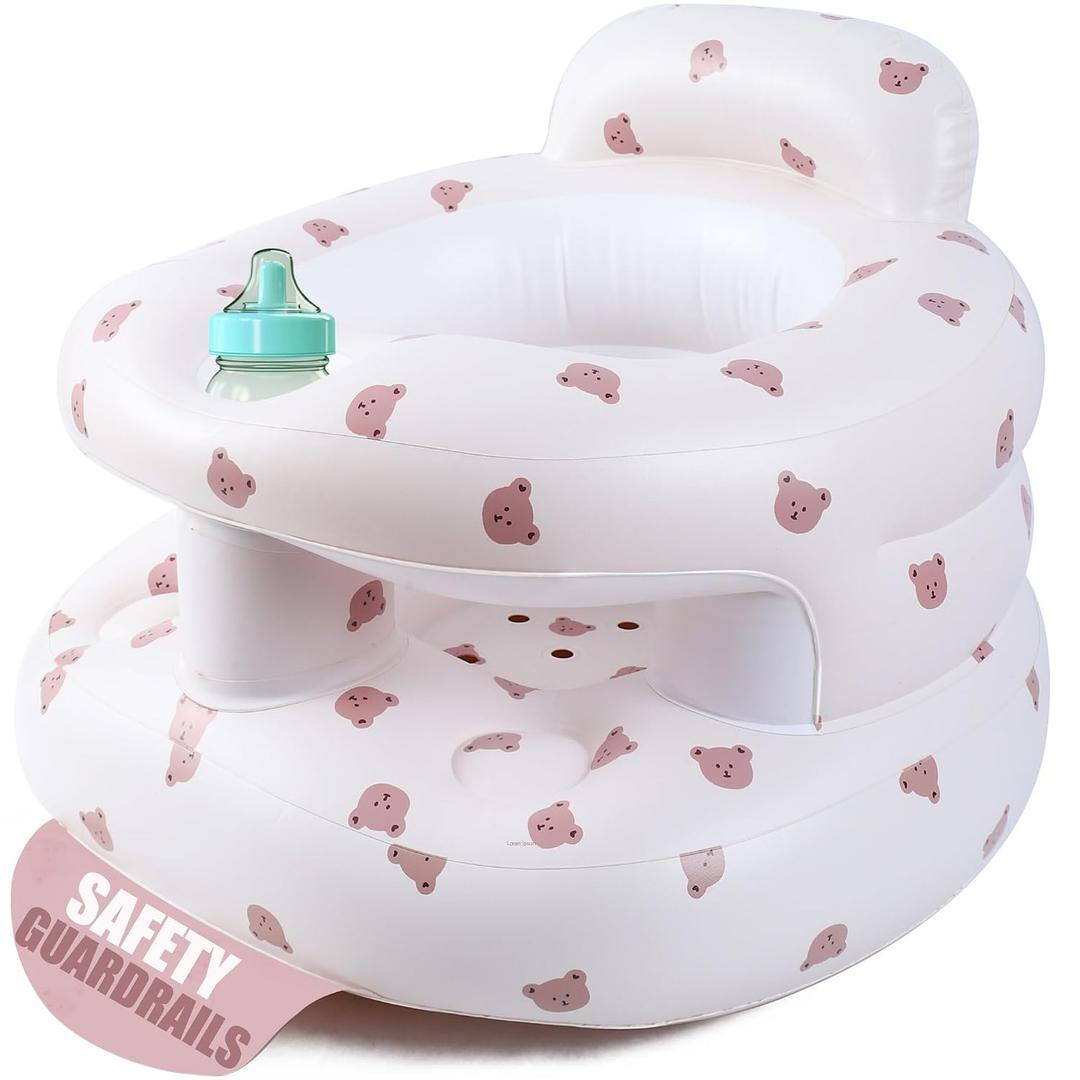 Upgraded Inflatable Baby Seat 3-36 Months, Baby Chair Sit Me Up Floor Seat
Clip to Table Leg. No Tipping. + Front Guard Anti-Tip, Back Support for Infants Learning to Sit Up Portable Built-in Air Pump