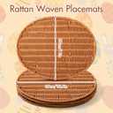Threehoney Set of 4 Rattan Woven Easter Egg Shaped Placemats Natural Egg Wicker Place Mats Washable Rustic Braided Table Mats for Easter Spring Dining Kitchen Table Decorations Home Party Decoration