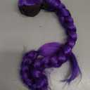 26 inch Long Purple Braid Ponytail Pre Stretched Purple Hair Extensions for Braids Easy Clip in Ponytail for Cosplay Halloween Costume