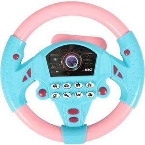 Steering Wheel Toy, Simulated Driving Controller with Light and Music, Electric Early Learning Educational Sounding Toy Pretend Driving Seat Toys