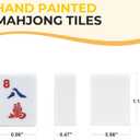 Suncle American Mahjong Tile Set,166 White Tiles Mahjong Set, 4 All-in-One Rack/Pushers,Travel Mahjong Set with Flower Carrying Bag