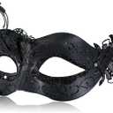 2025 New Black Masquerade Mask for Women-Peacock Metal Lady Masquerade Venetian Mask- Mascarade Mask for Women Butterfly -Perfect for Mardi Gras, Halloween Parties, Costume Party, Carnivals, Wedding