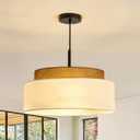 Drum Farmhouse Pendant Light Fixture 4-Light Fabric Pendant Lighting, 17.71inch