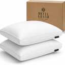 Hotel Grand Luxury Goose Feather & Down Fiber Pillows King Size Set of 2, Firm Support Gusseted Design, 100% Cotton Cover, No-Flat Fluffy Comfort for Side and Back Sleepers