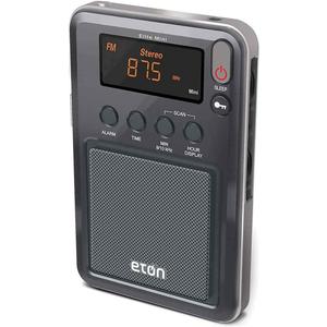 Eton - Elite Mini Compact AM/FM/Shortwave Radio, Internal AM Antenna and Telescoping FM/SW Antenna, Clock and Alarm, Sleep Timer, Custom Leather Case Included, Commitment to Preparedness