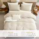 Sanracie Queen Size Comforter Set, Washed Cotton Linen Feel Bedding Comforter Sets 3 Pieces(1 Solid Wheat Colored Comforter +2 Pillowcases) Soft Lightweight Aesthetic Bedding Sets Queen All Season