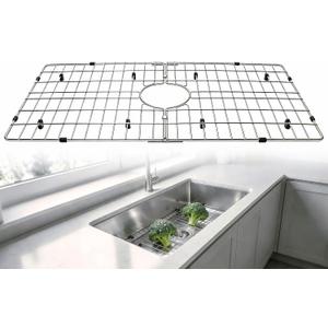 29-1/2" x 15-3/4" Sink Grid for Kitchen Sink Stainless Steel Bottom Protector, Center Drain, Detachable Design, Fits Large Single Bowl Sinks, Scratch Protection & Dish Drying Rack