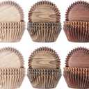 300 Pieces Woodland Cupcake Liners Wrappers Wood grain Animal Cupcake Cups Paper Brown Muffin Baking Liners Holders for Bridal Showers Wedding Holiday Birthday Party Decorations