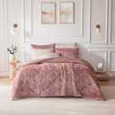 Intelligent Design Felicia Luxe Comforter Velvet Lush Double Sided Diamond Quilting, Modern All Season Bedding Set with Matching Sham, Decorative Pillow, Full/Queen(90"x90"), Blush 4 Piece