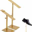 VIDAYA Gold Shoe Display Stand, Stainless Steel Shoe Display Risers Stand Countertop Adjustable Retail Supplies, Shoe Rack Set of 2