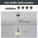 Ceramic Pendant Light 1-Light Adjustable Cord Industrial Ceiling Hanging Light Brass Vintage Chandelier for Kitchen Island Bar Dining Room Bedroom Foyer Hallway Farmhouse