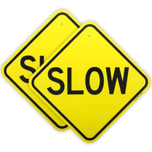 2-Pack Slow Sign - 12" x 12" - .040 Rust Free Aluminum  Reflective, UV Protected and Weatherproof