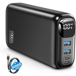 Portable Charger 50000mAh Power Bank - 22.5W Fast Charging External Battery Pack,USB-C Portable Phone Charger for iPhone 17/16/15/14/13 Pro Android Samsung, for Travel Camping Essential