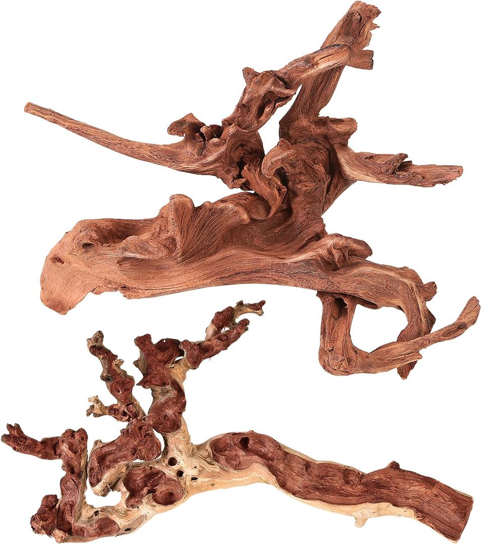 majoywoo Natural Large Coral Driftwood for Aquarium Decor Reptile Decor, Assorted Driftwood Branch 9-14" 2 Pcs, Fish Tank Decoration