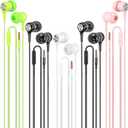 Wired Earbuds with Microphone 5 Pack, in-Ear Headphones with Heavy Bass, High Sound Quality Earphones Compatible with iPad, Laptop, MP3, Android Smartphones, Fits All 3.5mm Jack Device