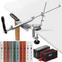 Upgraded RUIXIN PRO RX-008 Professional Knife Sharpener with 10 Whetstones, 360 Rotation Flip Design Fixed-Angle Stainless Steel Kitchen Chef Knife Sharpening Kit Abrasive Holding System Tools