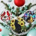 2 x Christmas Ornaments, Dodosky 2.8in Ceramic Black Cat Ornament, Xmas Decor, Christmas Tree Ornaments, Xmas Decorations for Tree, Holiday Ornament, Gift Ideas, Gifts for Cat Lovers, Gifts for Women