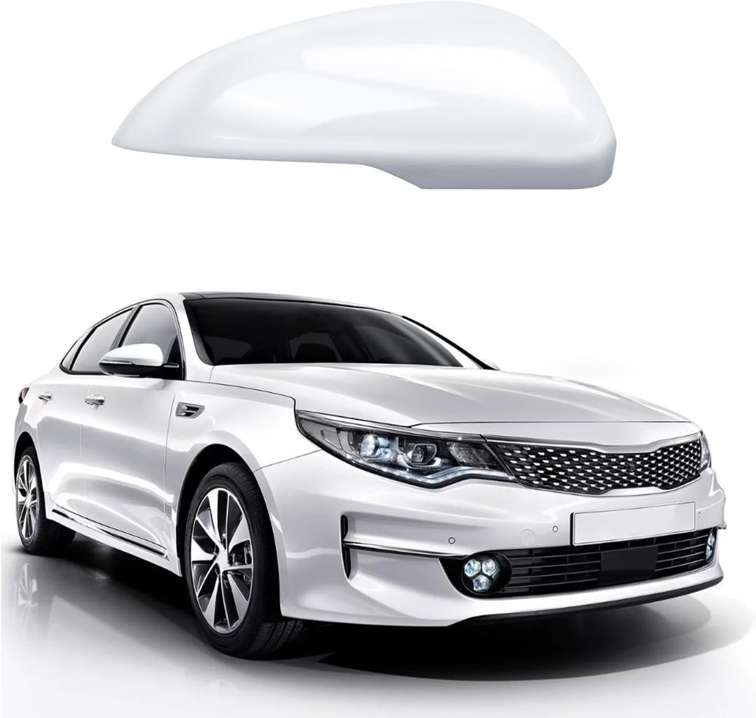 Compatible with KIA K5 Optima Mirror Cover 2016 2017 2018 2019 2020, Right Passenger Side Mirror Caps, Clip on, Glossy White