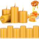 10 Pcs Pure Beeswax Candles Set Natural Unscented Beeswax Pillar Candle 2.4 x 3 Inch 2 x 4 Inch Smokeless Bees Wax Long Burn Time Scentless Candles for Prayer Decoration Home Relax