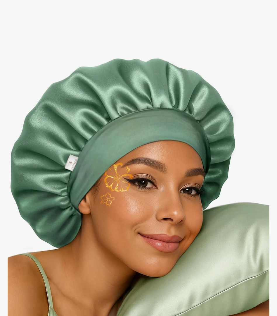 YANIBEST Silk Bonnet for Sleeping Women, Double Layer Hair Satin Bonnets with Elastic Band, Sleep Cap Curly Natural Hair