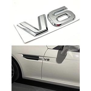 YUGEYE 2Pcs V6 Emblem Sticker Car 3D Logo Zinc Alloy Chrome Emblem Badge Decal Replacement for Tacoma (V6&Silver)