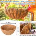 3 x Legigo 3 Pack 8 Inch Hanging Basket Coco Liners Replacement, 100% Natural Round Coconut Coco Fiber Planter Basket Liners for Hanging Basket Flowers/Vegetables