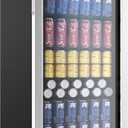 EUHOMY Beverage Refrigerator Cooler, 128 Can Mini Fridge with Glass Door for Soda Beer or Wine, Beverage Cooler for Home, Office, Bar with Adjustable Removable Shelves, Silver, 3.2 CUFT-Flat Shelf