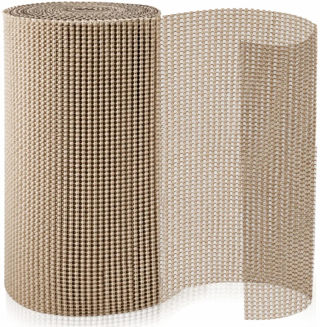 Shelf Drawer and Cabinet Liner, Durable with Strong Grip, 17.5 in x 20 FT, Non Adhesive Liners Protect Kitchen Cabinets and Cupboard, Bathroom Drawers and Shelves, Desks, Beige