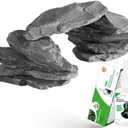 Natural Slate Stone Rocks with Special Liquid Glue, Mix of Rocks 3-6 inches and 1 Piece 8-10 inches, PH Neutral Stone for Aquascaping Aquariums, Paludariums, Reptile Enclosures (4.1 - 4.6 lbs) 6PCS