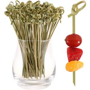 200 PCS Cocktail Picks, 4.7 Inch Toothpicks for Appetizers, Natural Bamboo Knot Skewers, Mini Food Sticks, Fancy Tooth Picks for Drinks,Fruit,Charcuterie,Cocktail Garnish Accessories, Party Supplies