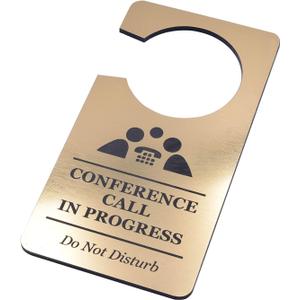 Origin Designed Conference Call in Progress Sign for Door Do Not Disturb Door Hanger Sign Corporate Business Gold Metallic Acrylic