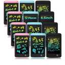 Zhehao 12 Pcs LCD Writing Tablet for Kids Colorful Drawing Doodle Board Drawing Tablet Erasable Reusable Electronic Draw Pad Gift for Boy Girl Xmas Educational Learning(6.5 Inch Screen,Vivid Color)