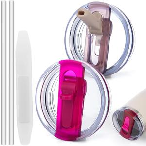 2 Pcs 40oz Tumbler Detachable Flip Straw Lid For Stanley Cup Accessories,Leak Proof Cup Top Lids,BPA Free Spill Sproof Tumbler Straw Cover Replacement for Stanley Quencher Protour